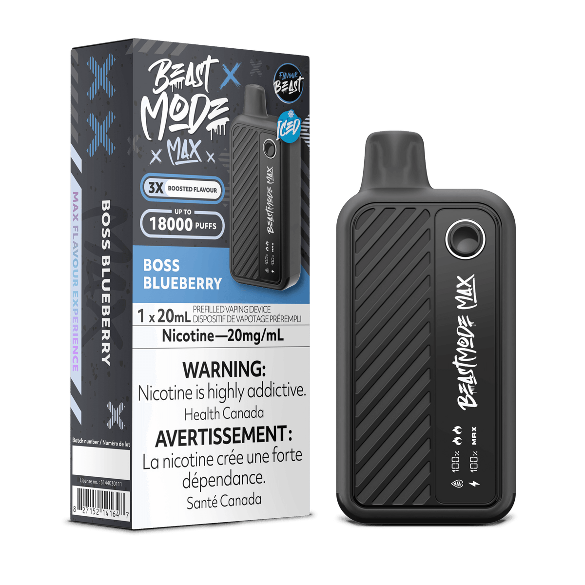 Boss Blueberry - Flavour Beast Beast Mode 18K Disposable Vape (20mL)
