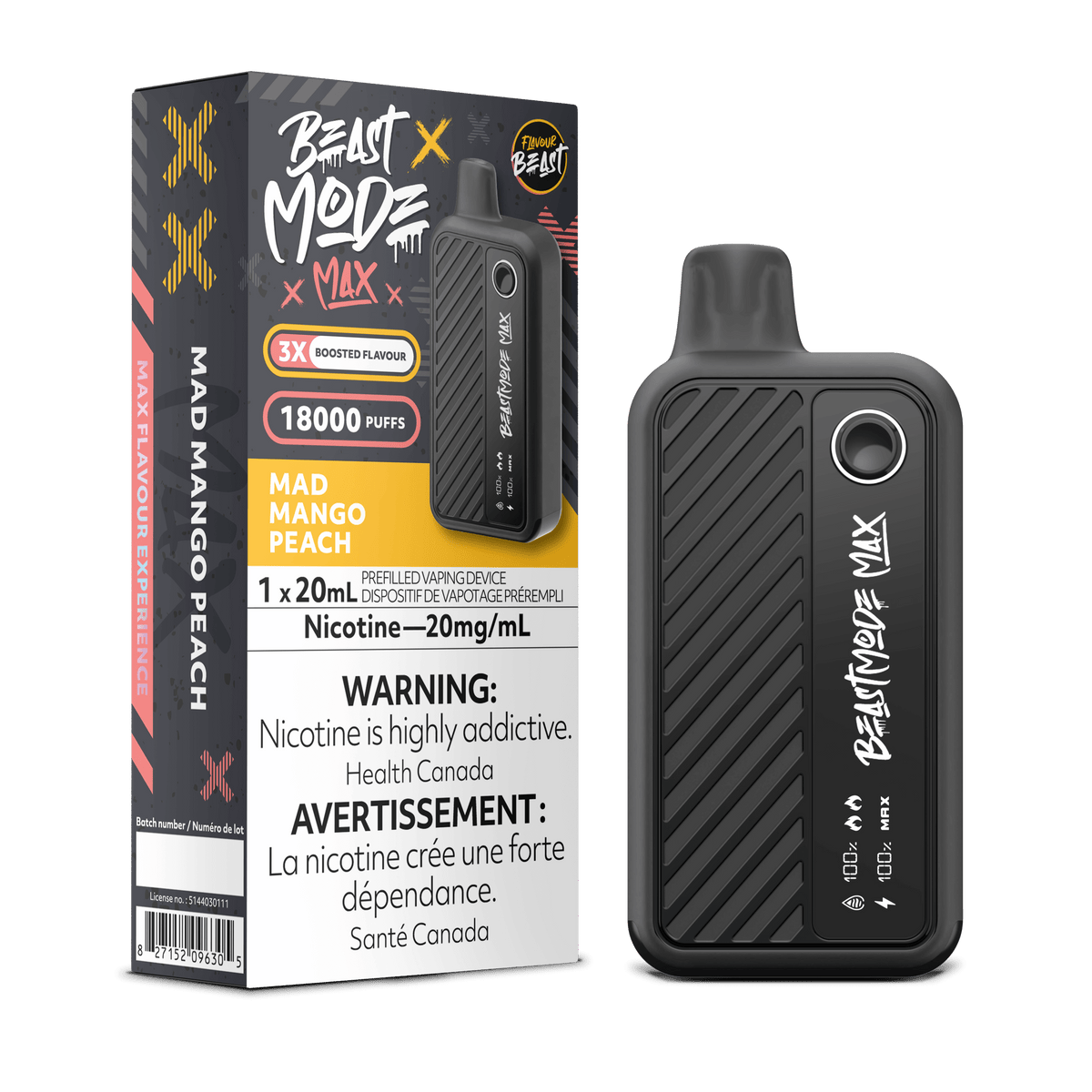 Mad Mango Peach - Flavour Beast Beast Mode Max 18K Disposable Vape (20mL)