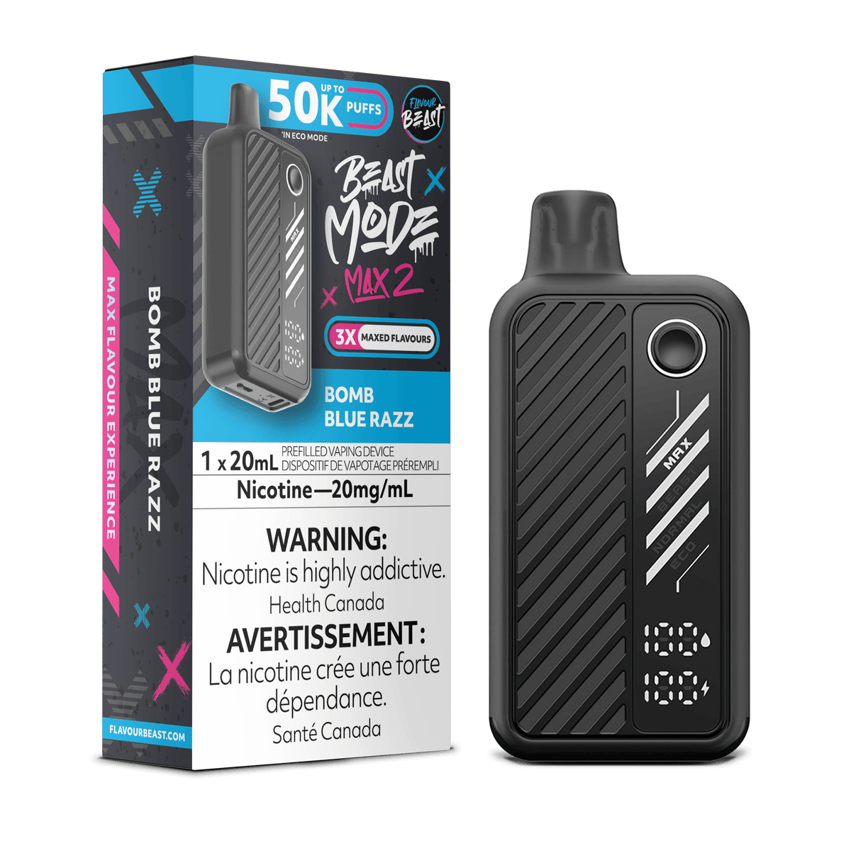 Bomb Blue Razz - Flavour Beast Beast Mode Max 2 50K Disposable Vape (20mL)