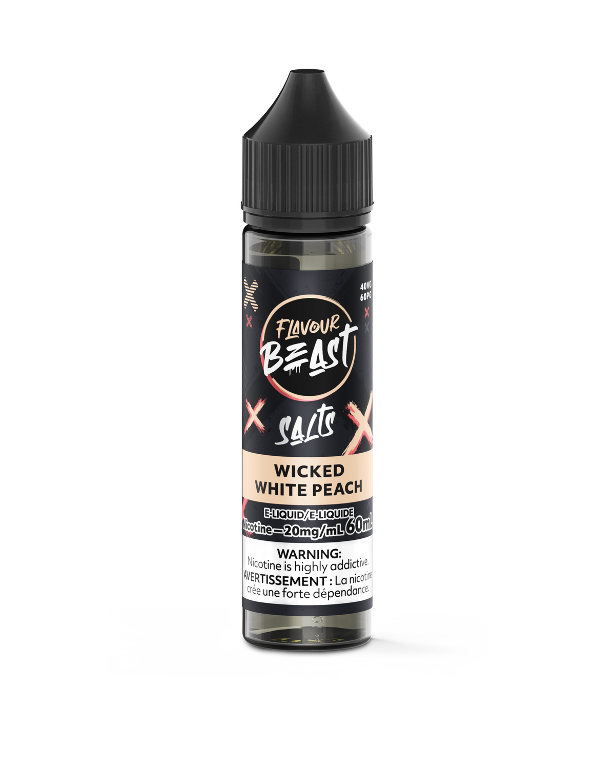 Flavour Beast Vape Juice Salt Nic -Wicked White Peach (60mL)
