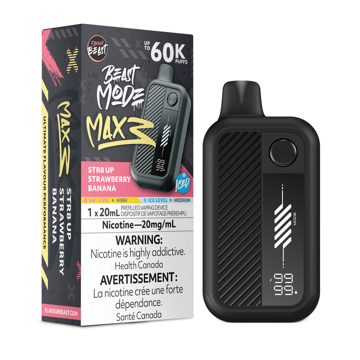 Flavour Beast Mode Max 3 60K – Str8 Up Strawberry Banana Iced