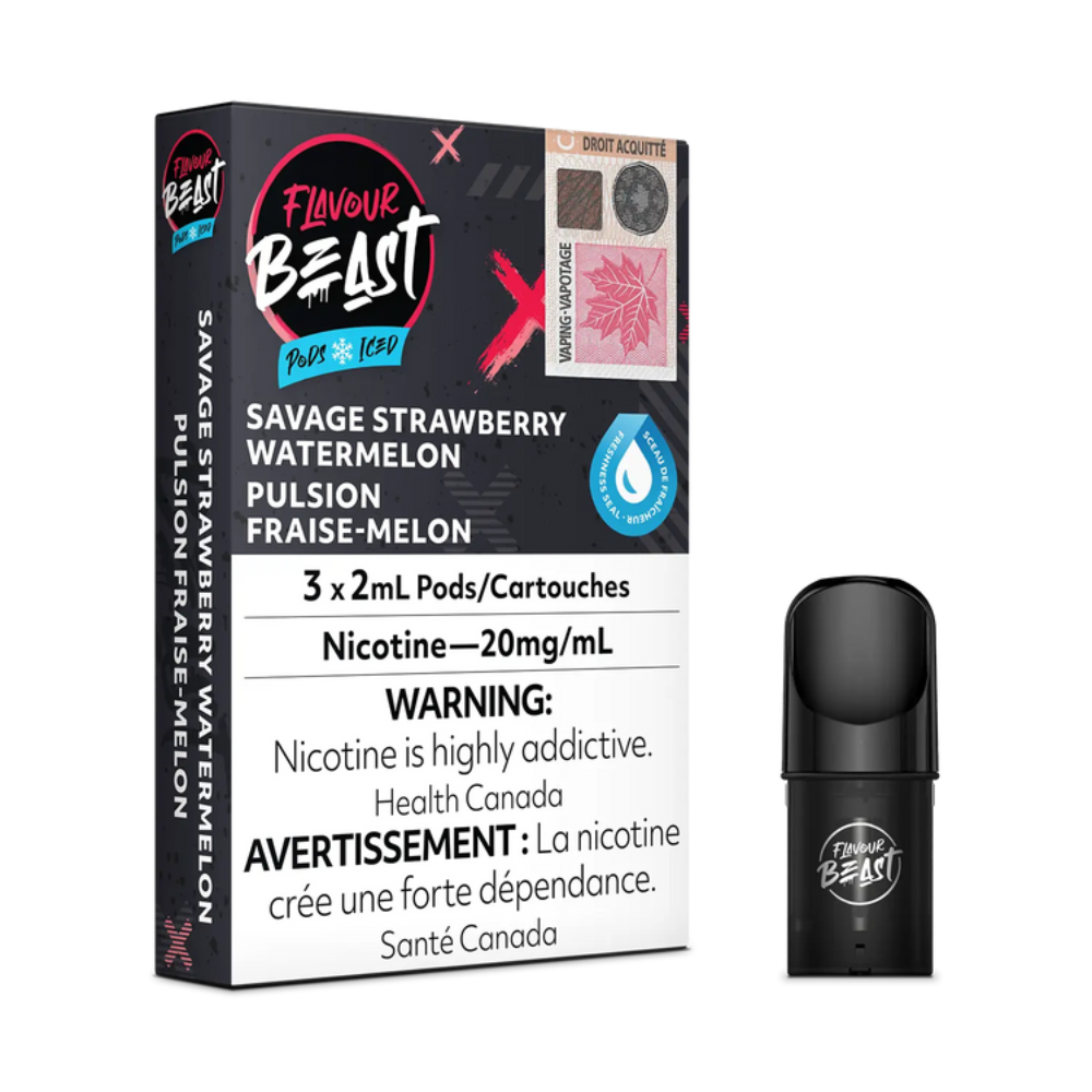 Flavour Beast Pods – Savage Strawberry Watermelon Iced (3 Pack)