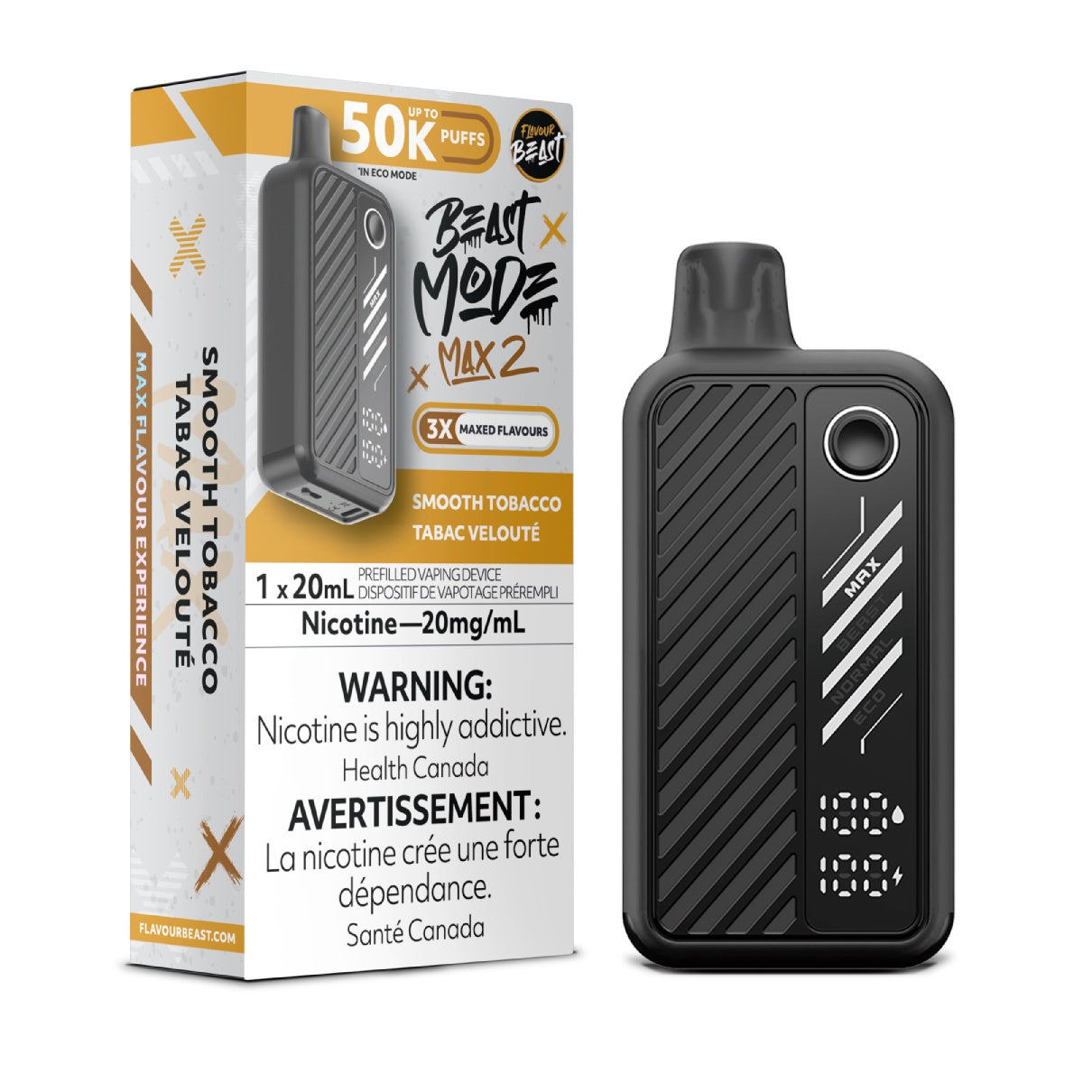 Smooth Tobacco - Flavour Beast Beast Mode Max 2 50K Disposable Vape (20mL)