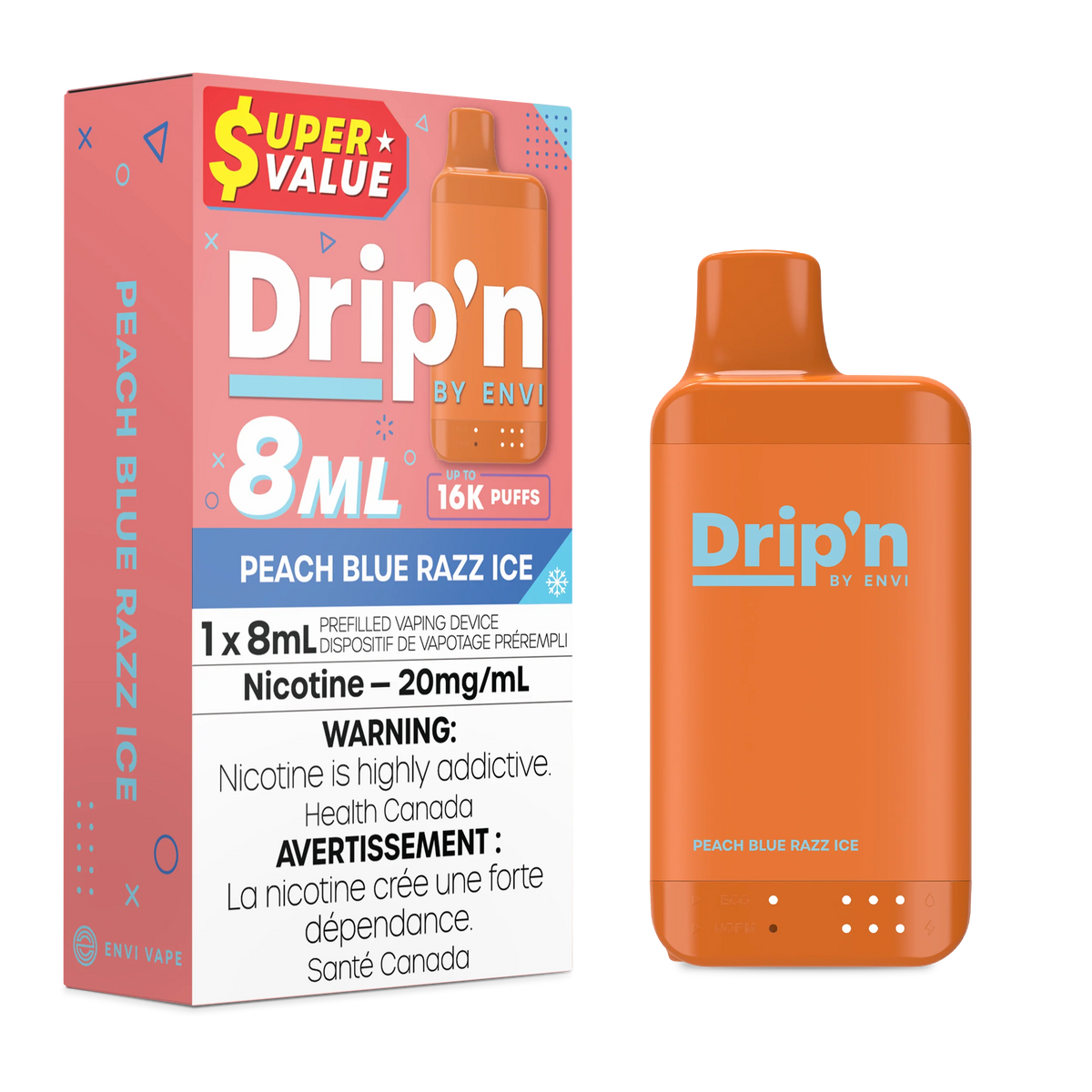 Dripn By Envi 16K Disposable Vape - Peach Blue Razz Ice (8mL)
