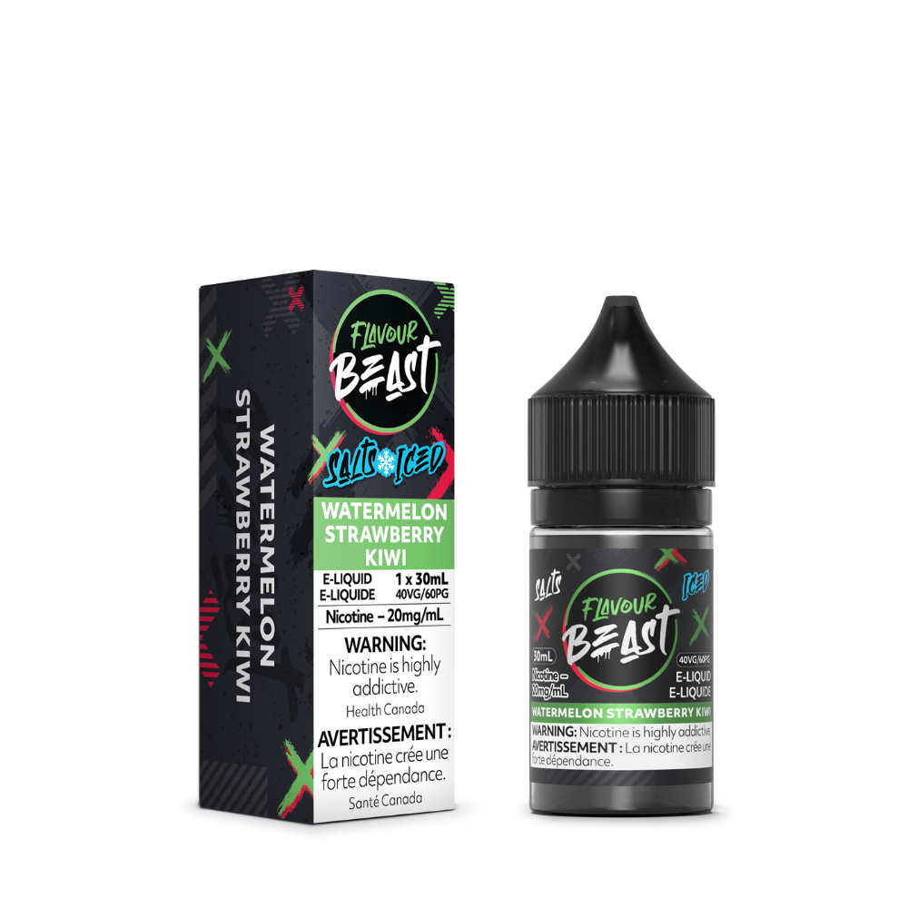 Flavour Beast Vape Juice Salt Nic - Watermelon Strawberry Kiwi Iced (30mL)