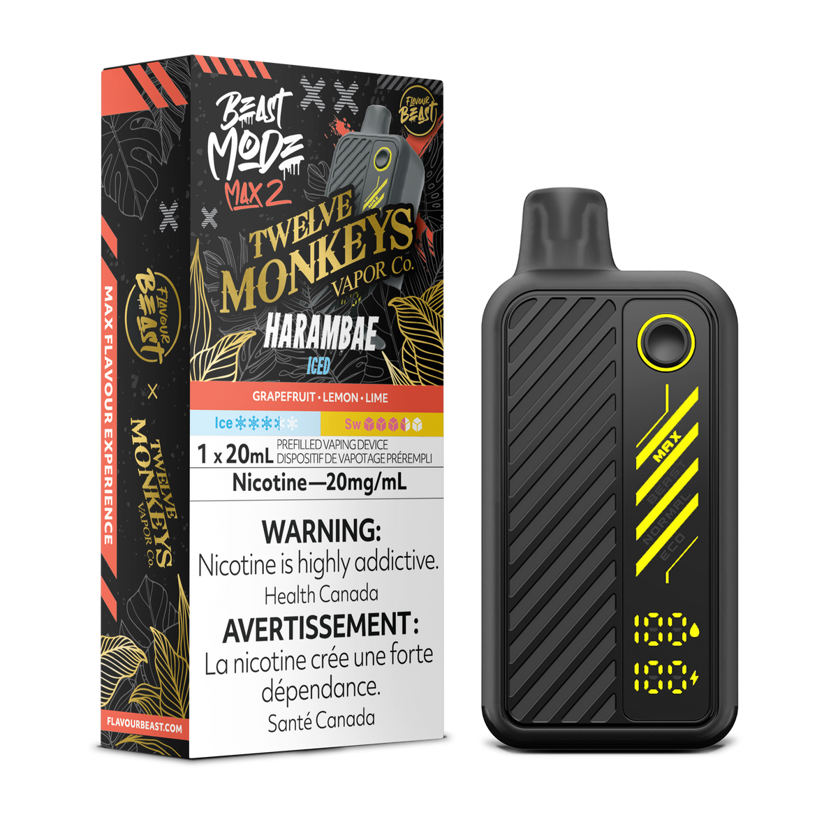 Flavour Beast Beast Mode Twelve Monkeys Disposable Vape -Harambae Iced