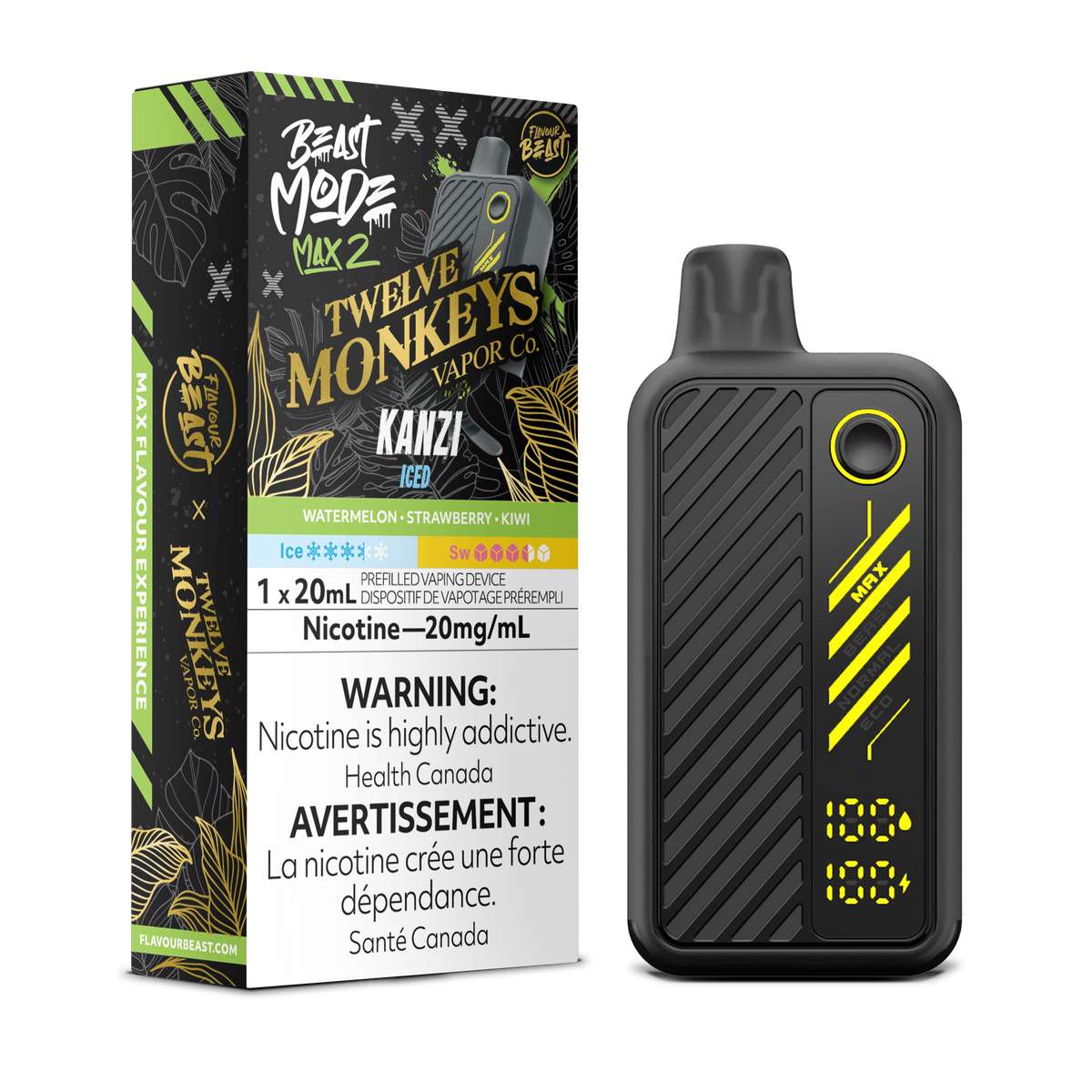 Flavour Beast Beast Mode Twelve Monkeys Disposable Vape -Kanzi Iced