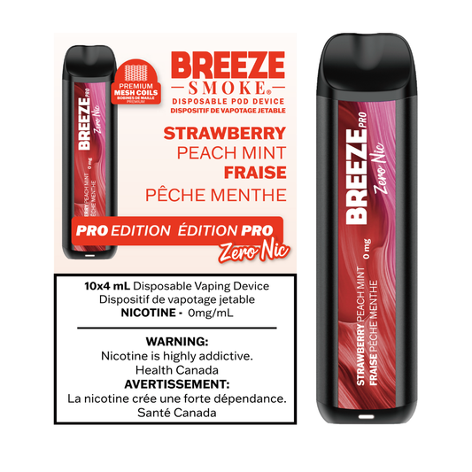 Breeze Pro Disposable Vape – Strawberry Peach Mint (Zero Nic)