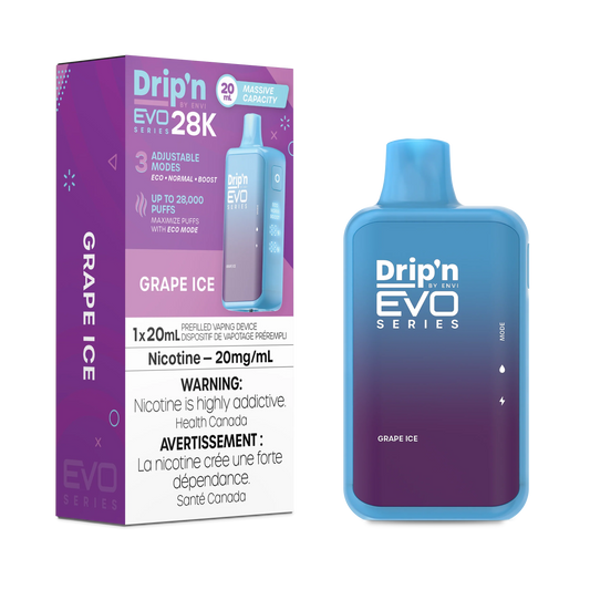 Dripn EVO 28K Disposable Vape - Grape Ice (20mL)